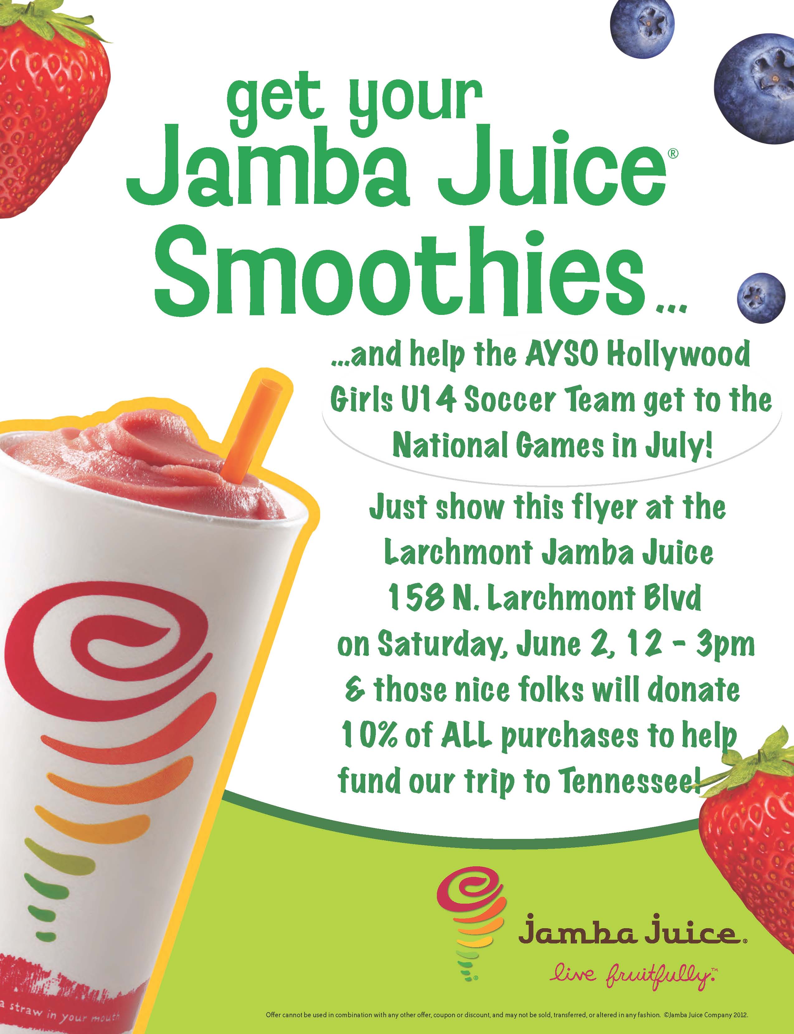 Get to Jamba Juice Today and the Girls Will Get to Nationals