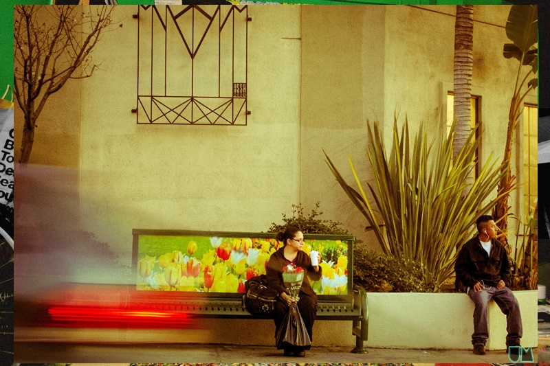 "Driving down Melrose at Western - I caught this moment of woman at bus stop." Photo by Uchenna