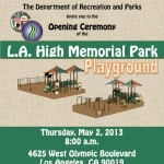 Join Councilmember LaBonge for Opening Ceremony of the LA High Memorial Park Playground Join Councilmember LaBonge for Opening Ceremony of the LA High Memorial Park Playground