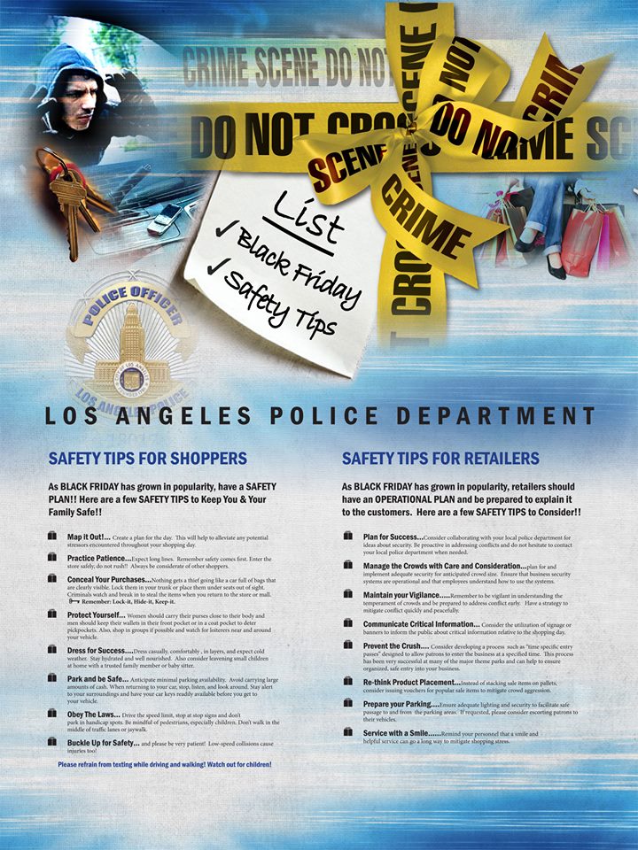 LAPD Shares Black Friday Safety Tips for Shoppers and Retailers LAPD Shares Black Friday Safety Tips for Shoppers and Retailers